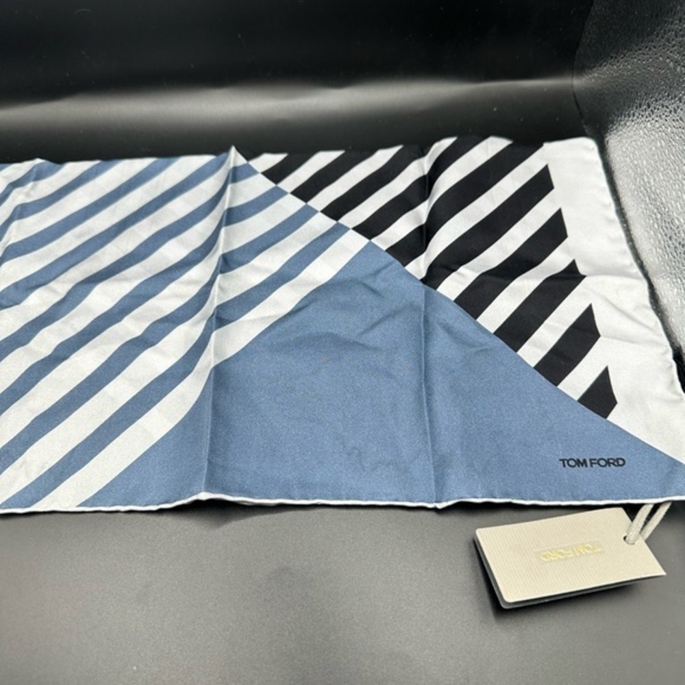 Tom Ford Blue and Black Geometric Silk Square